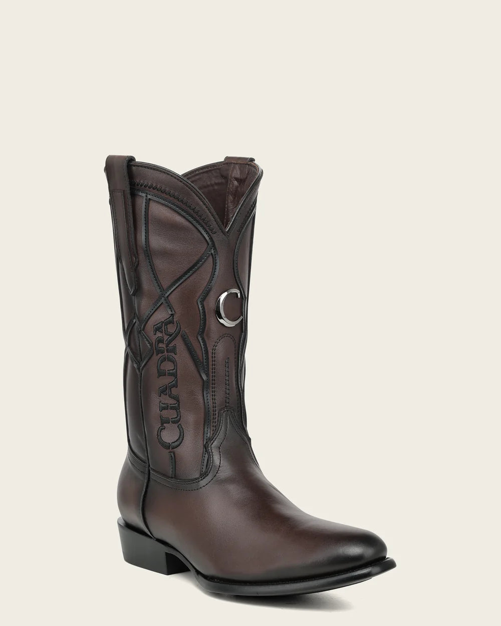 2HT0RS - Cuadra chocolate embroidered round toe cowhide cowboy boots for men
