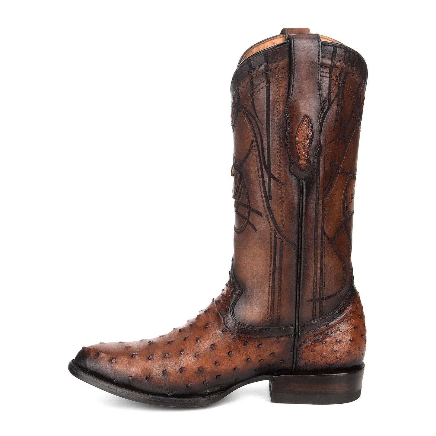 2C1NA1 - Cuadra brown dress cowboy ostrich leather boots for men-Kuet.us