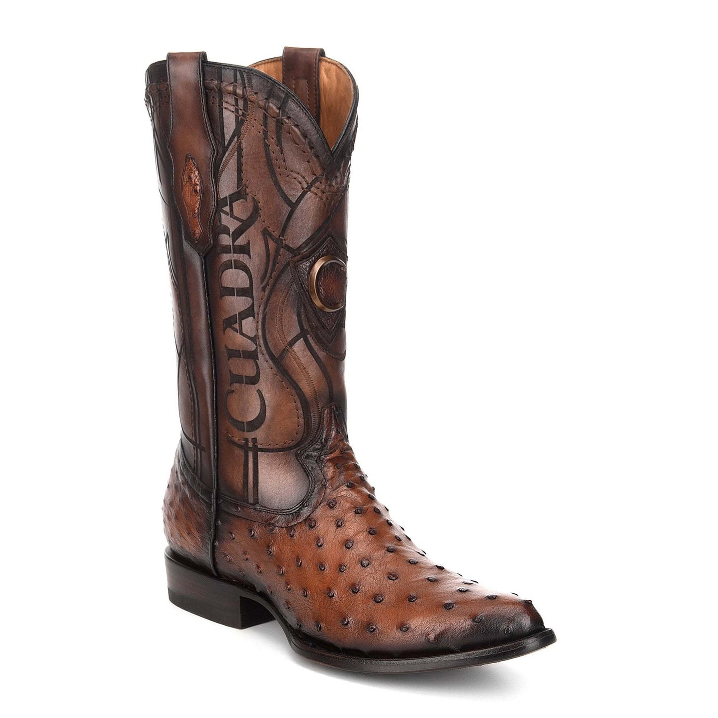 2C1NA1 - Cuadra brown dress cowboy ostrich leather boots for men-Kuet.us