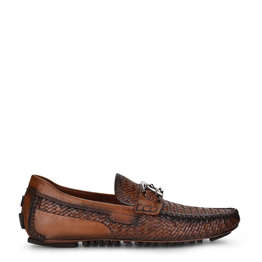 37VTETV - Cuadra almond casual fashion woven leather driver for men-Kuet.us