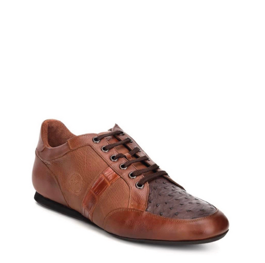 38KAVBM - Cuadra tobacco casual fashion ostrich leather sneakers for men-Kuet.us