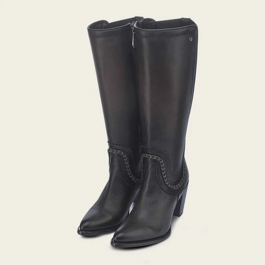 3F0RRS - Cuadra chocolate western cowgirl cowhide leather knee high boots for women