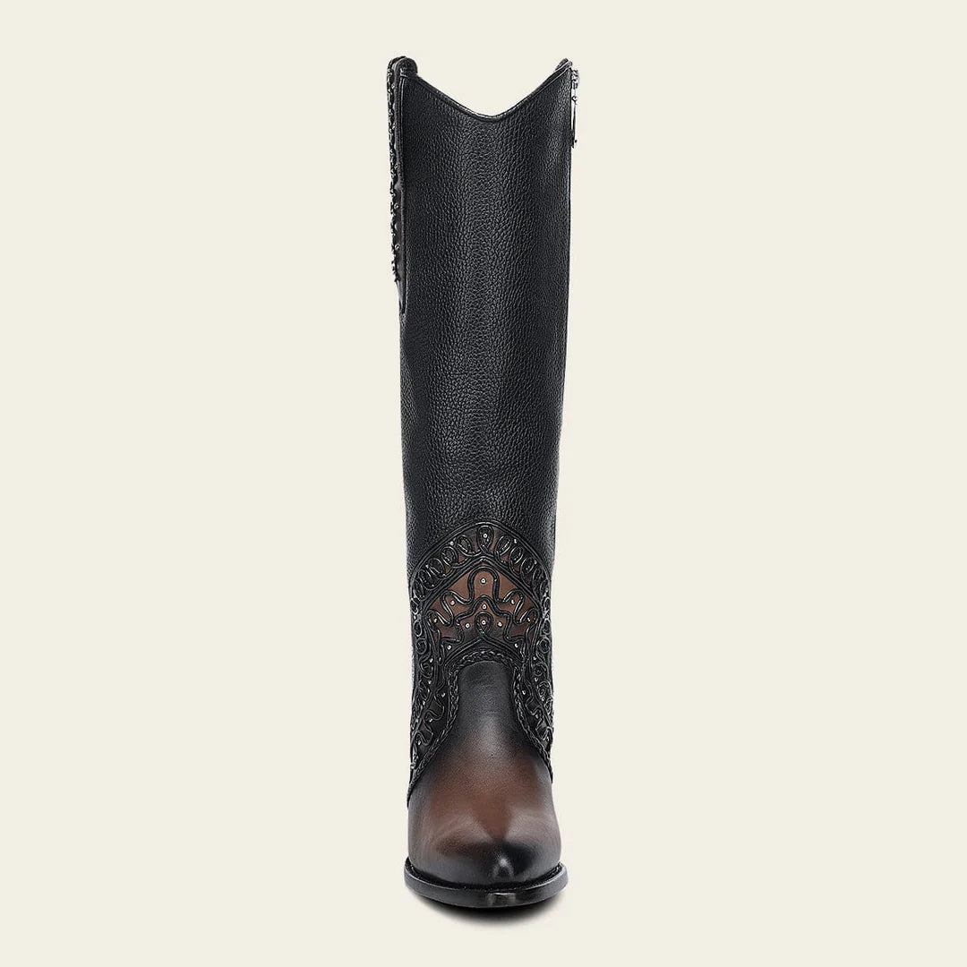 3F1CRS - Cuadra chocolate western cowgirl cowhide leather knee high boots for women