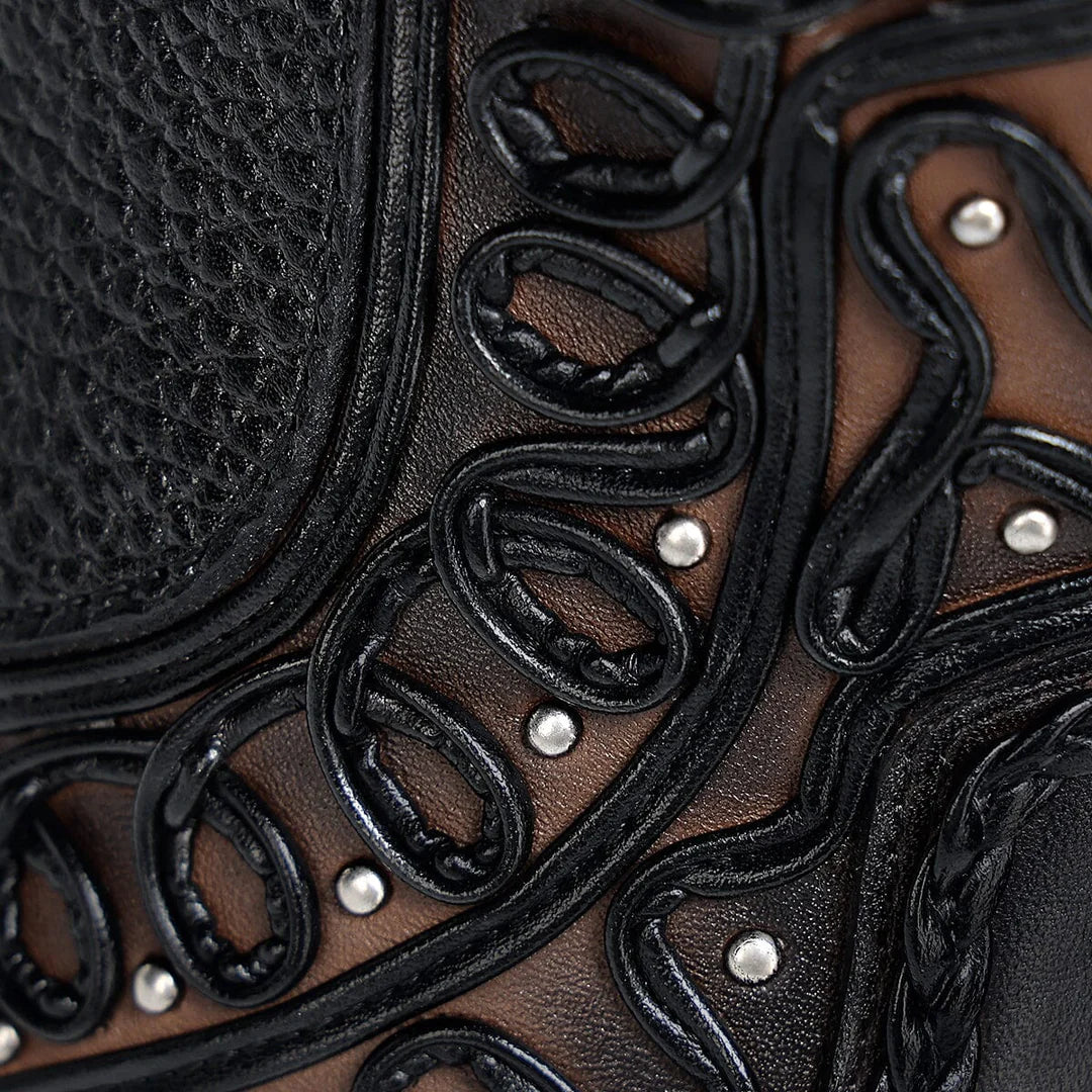 3F1CRS - Cuadra chocolate western cowgirl cowhide leather knee high boots for women