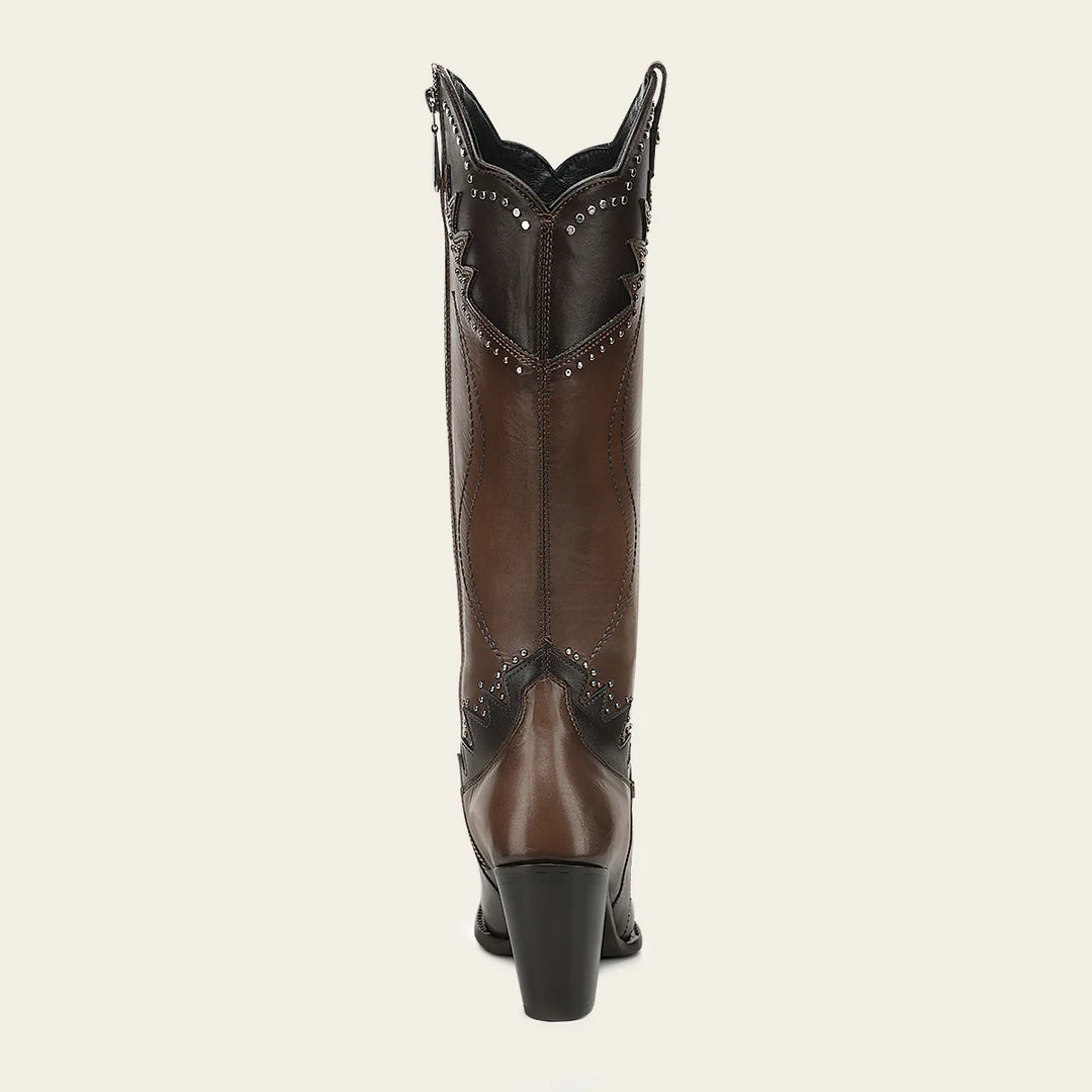 3F1JBE - Cuadra Honey Western Cowgirl Cowhide Leather Knee High Boots