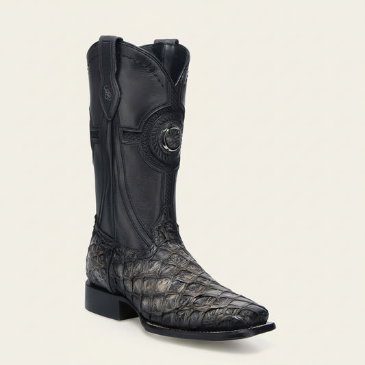 3Z2SPI - Cuadra Black Western Cowboy Rodeo Pirarucu Boots for Men