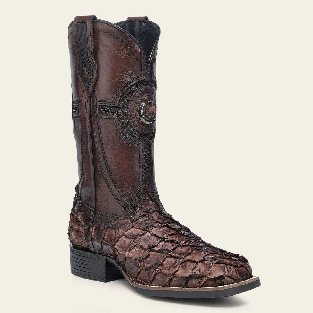 3Z2SPI - Cuadra Brown Western Cowboy Rodeo Pirarucu Boots for Men
