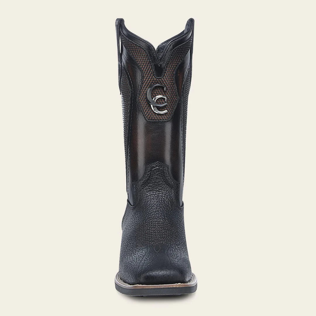 3Z2TBN - Cuadra black western cowboy rodeo bison leather boots for men