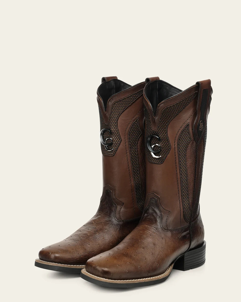 3Z3FAB - Cuadra brown rodeo ostrich leather wide square toe boots for men