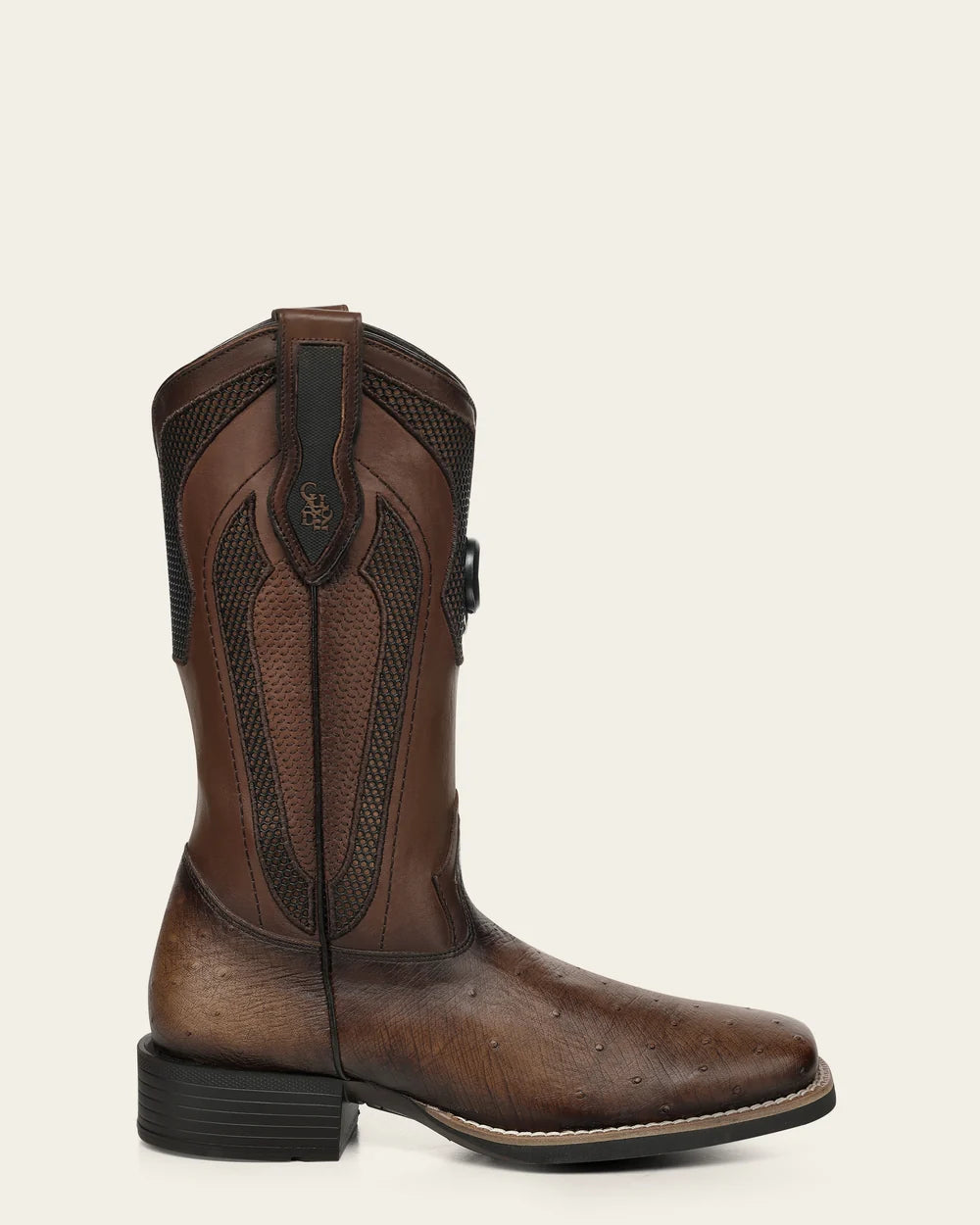 3Z3FAB - Cuadra brown rodeo ostrich leather wide square toe boots for men