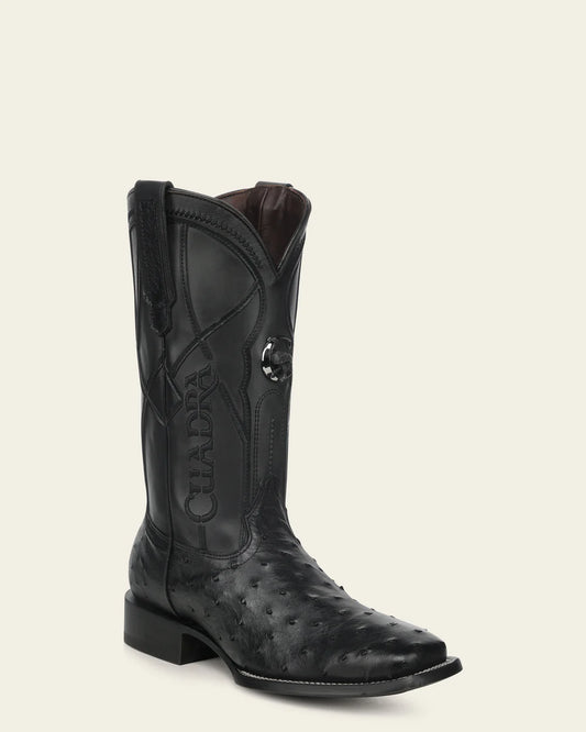 3ZT0A1 - Cuadra Black Western Cowboy Rodeo Ostrich Boots for Men