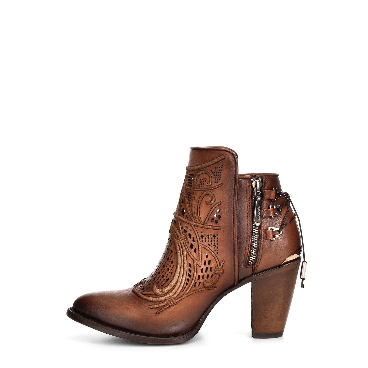 3F48RS - Cuadra brown western cowgirl cowhide leather ankle boots women-Kuet.us