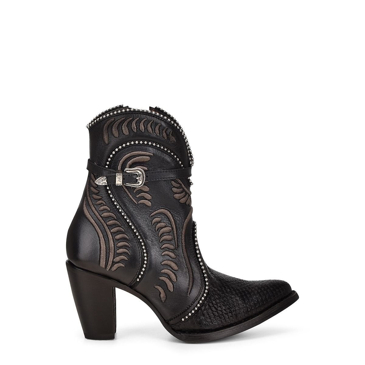 3F59PH - Cuadra black dress cowgirl python skin ankle boots for women-Kuet.us