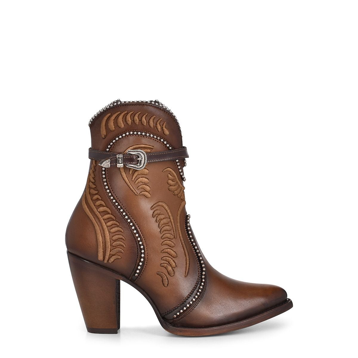 3F59RS - Cuadra brown western cowgirl cowhide leather dress ankle boots women-Kuet.us