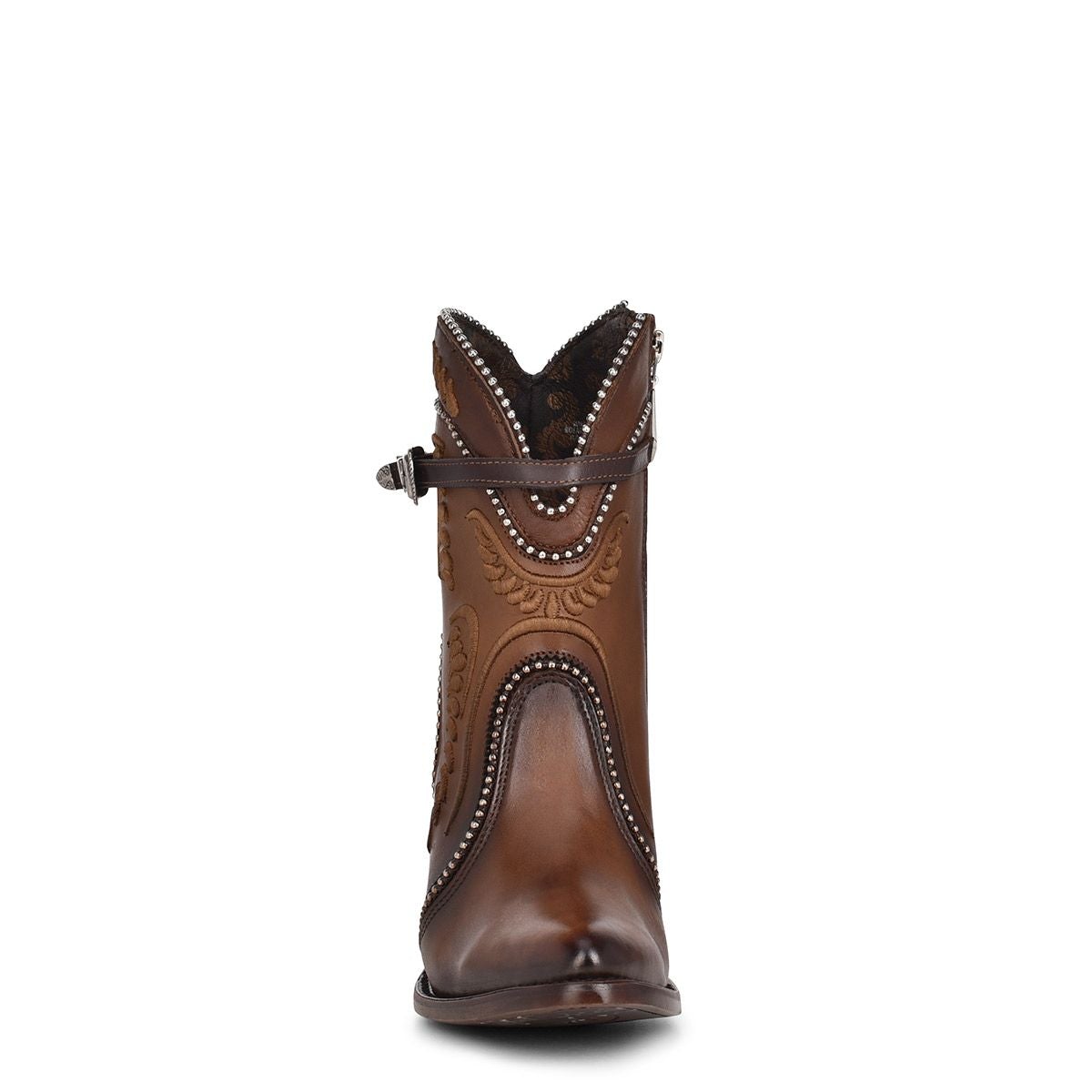 3F59RS - Cuadra brown western cowgirl cowhide leather dress ankle boots women-Kuet.us