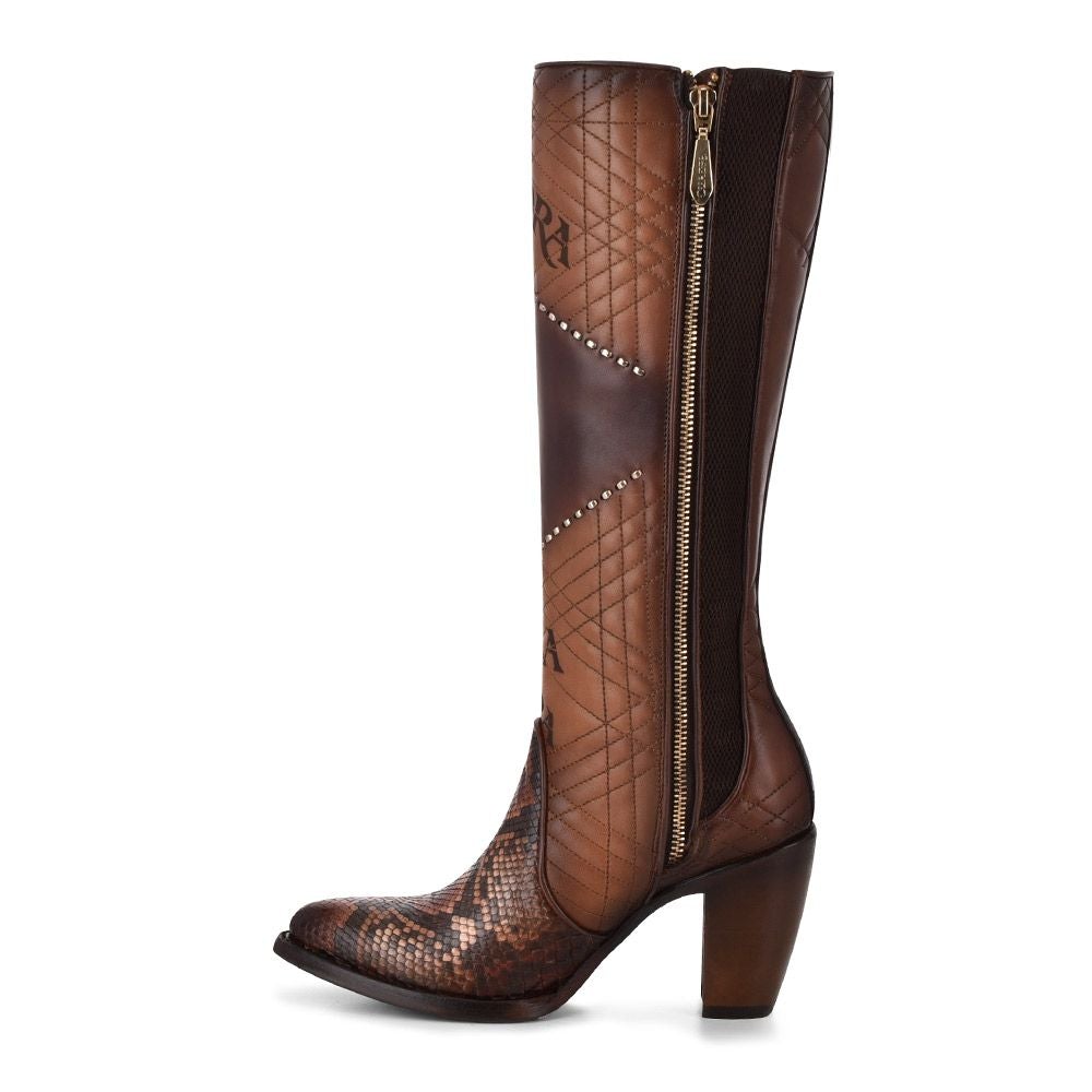 3F66PH - CUADRA BROWN FASHION PARIS TEXAS PYTHON LEATHER BOOTS FOR WOMEN-Kuet.us