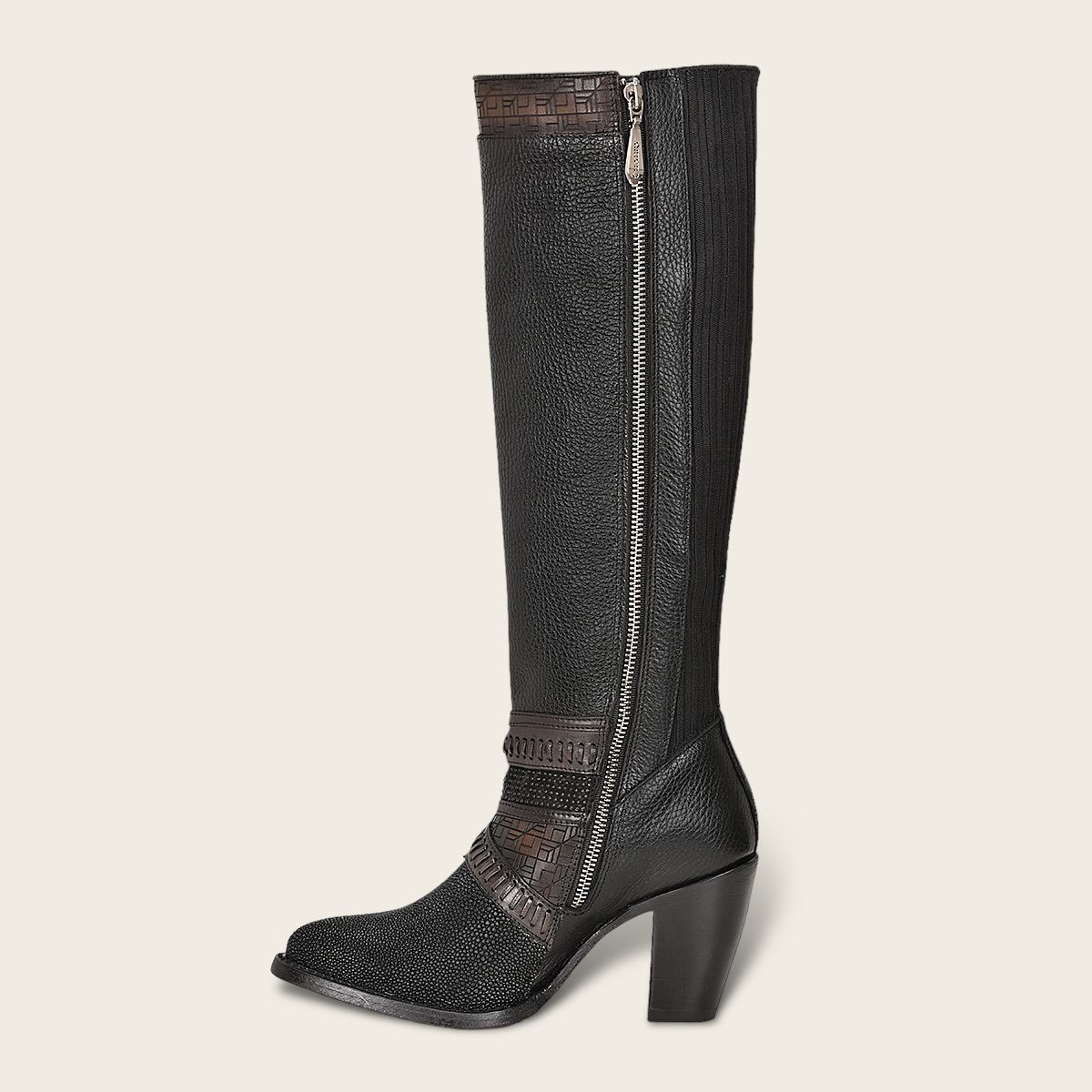 3F99MA - Cuadra black western cowgirl stingray knee high boots for women-Kuet.us