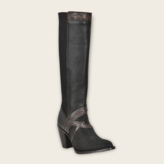 3F99MA - Cuadra black western cowgirl stingray knee high boots for women-Kuet.us