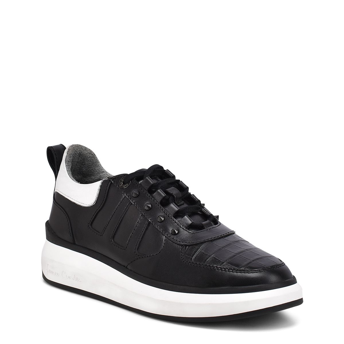 3Y6LPTS - Cuadra black casual fashion alligator leather sneakers for men.-FRANCO CUADRA-Kuet-Cuadra-Boots