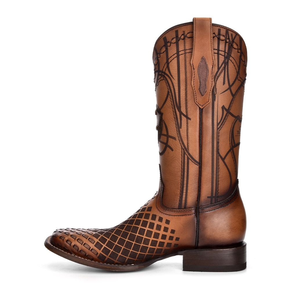 3Z02RS - Cuadra honey casual cowboy rodeo woven leather boots for men-Kuet.us