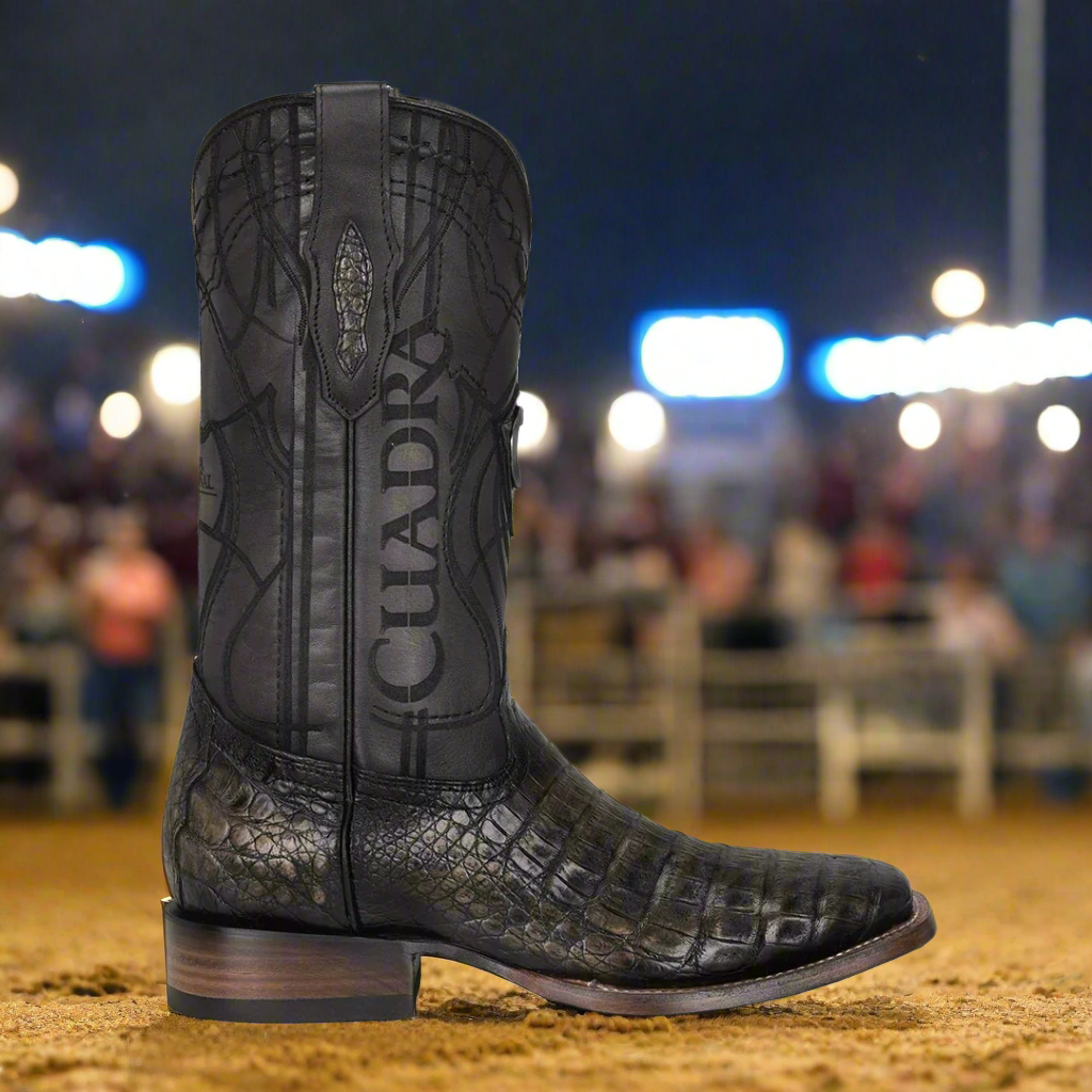 Cuadra black cowboy rodeo caiman leather boots for men