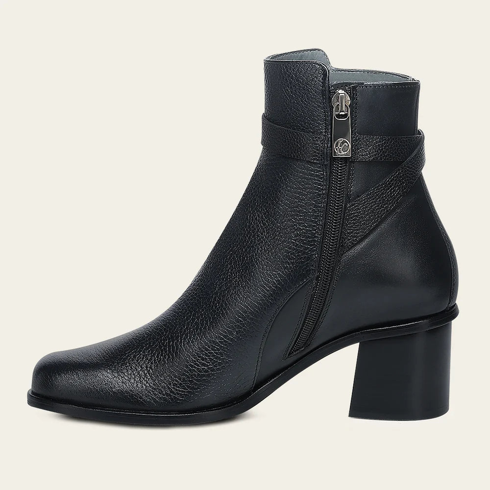 405VNTS - Franco Cuadra black deer leather strap ankle boots for women