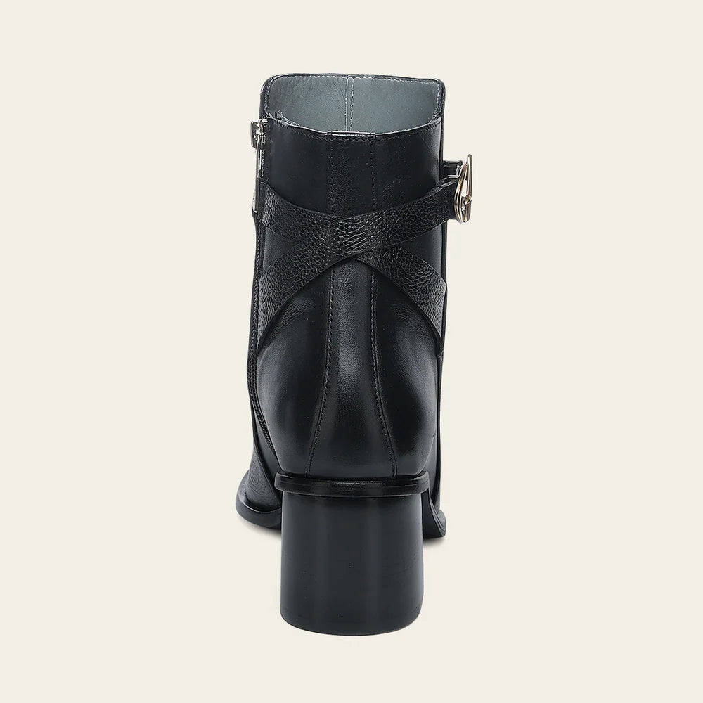405VNTS - Franco Cuadra black deer leather strap ankle boots for women