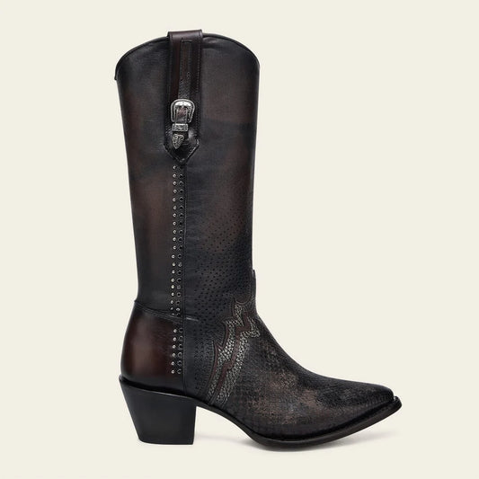 4A45PM - Cuadra chocolate python boots for women