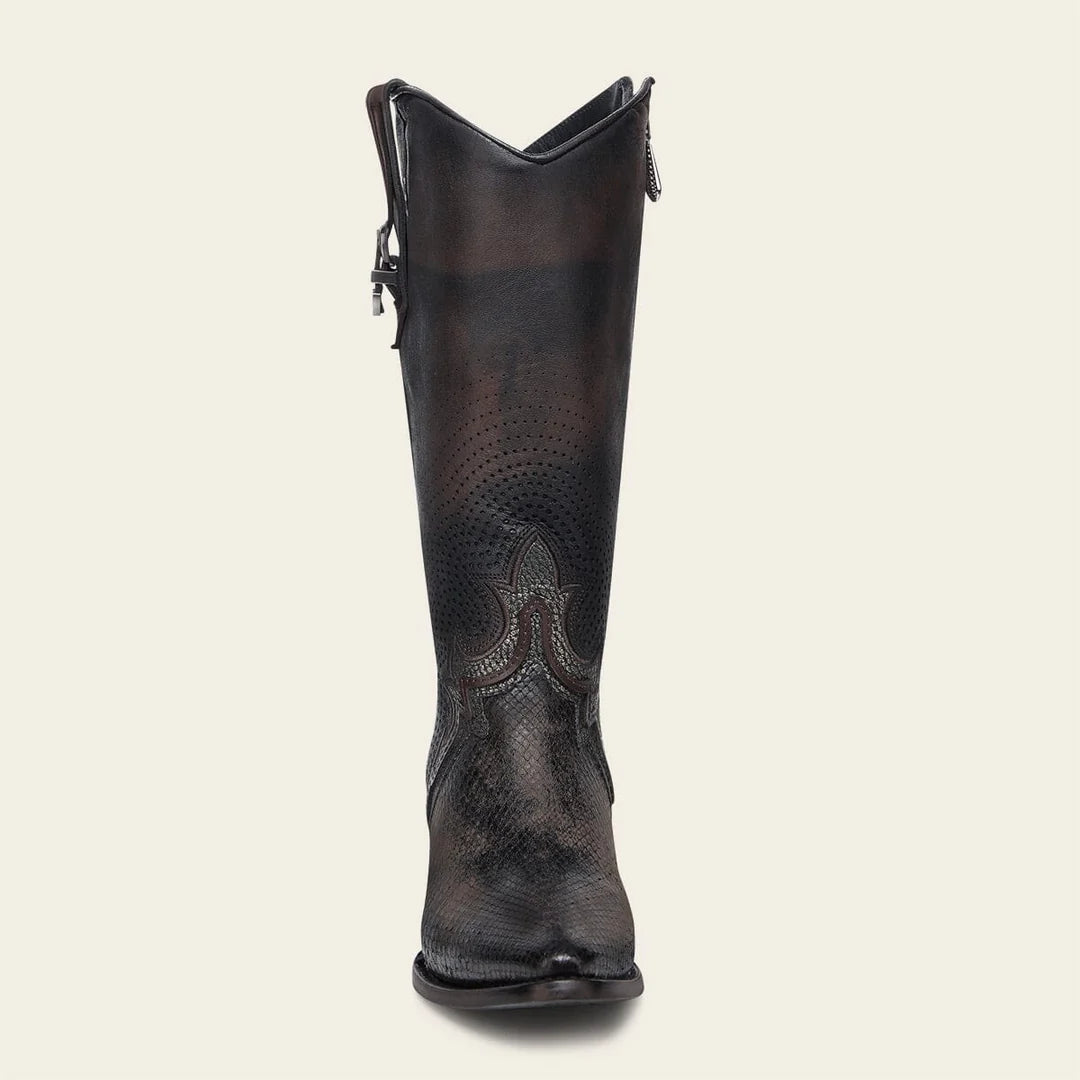 4A45PM - Cuadra chocolate python boots for women