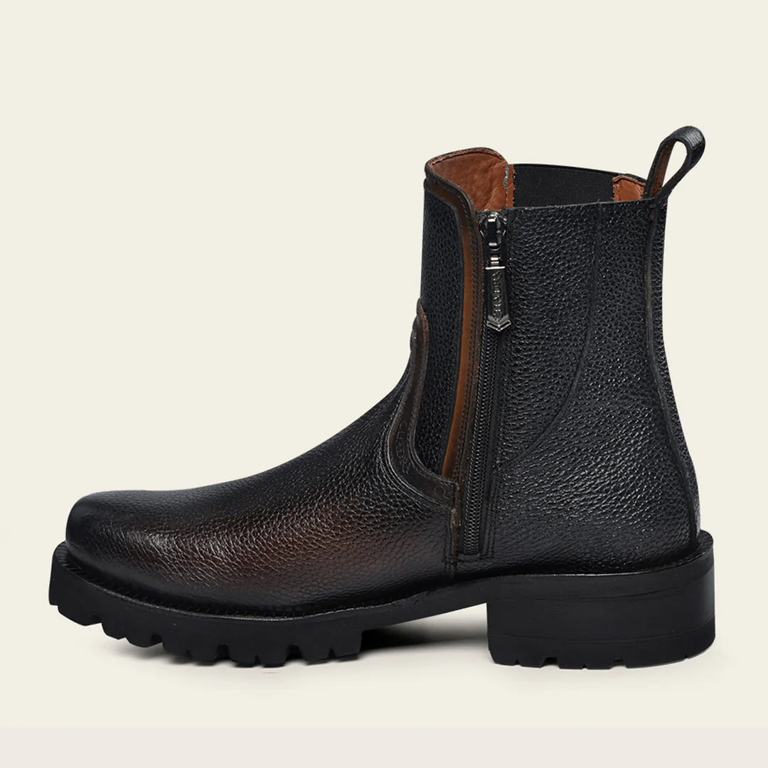 4D22RS - Cuadra Black Dress Casual Leather Zip Ankle Boots for Men