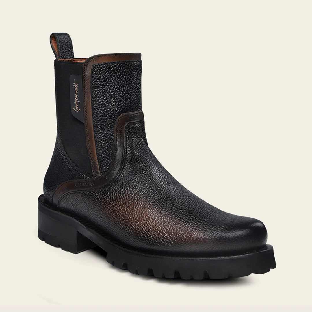 4D22RS - Cuadra Black Dress Casual Leather Zip Ankle Boots for Men