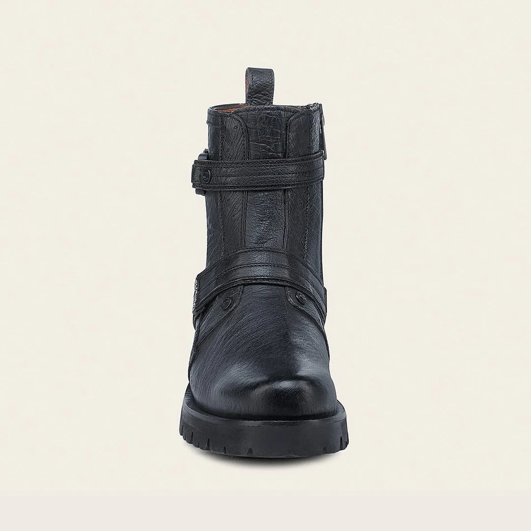 4D24AB - Cuadra black dress casual ostrich leather zip ankle boots for men