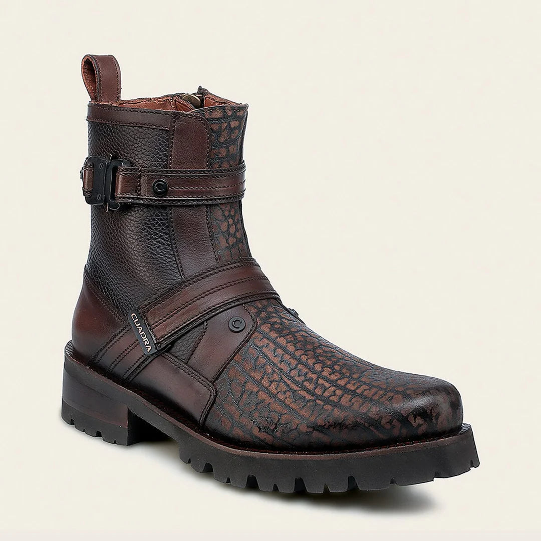 4D24TC - Cuadra honey dress casual bull neck leather zip ankle boots for men