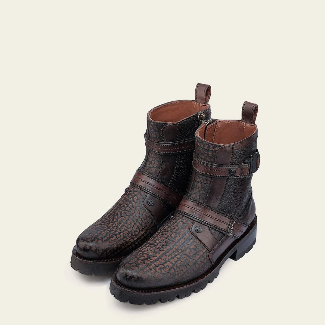 4D24TC - Cuadra honey dress casual bull neck leather zip ankle boots for men