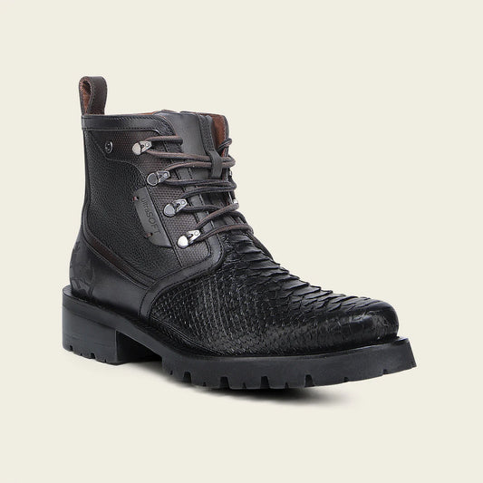 4D25PH - Cuadra black dress casual python skin zip ankle boots for men