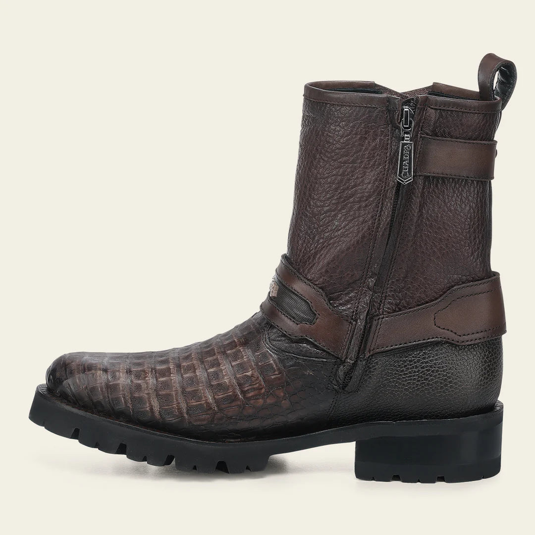 4D27FY - Cuadra brown dress casual caiman leather zip ankle boots for men