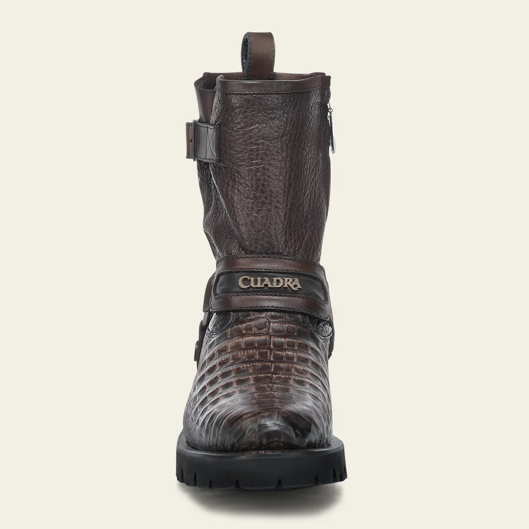 4D27FY - Cuadra brown dress casual caiman leather zip ankle boots for men
