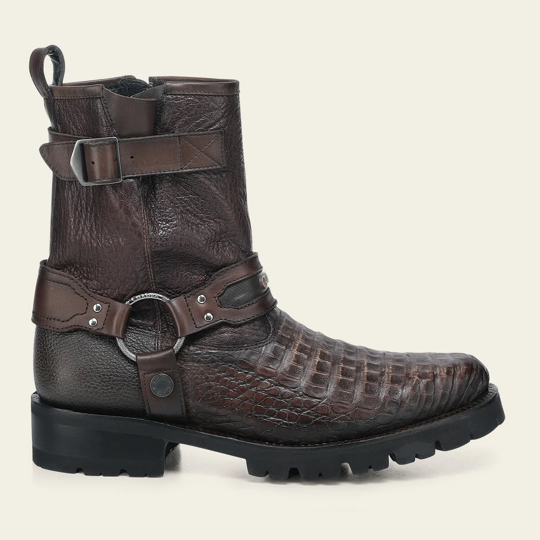 4D27FY - Cuadra brown dress casual caiman leather zip ankle boots for men