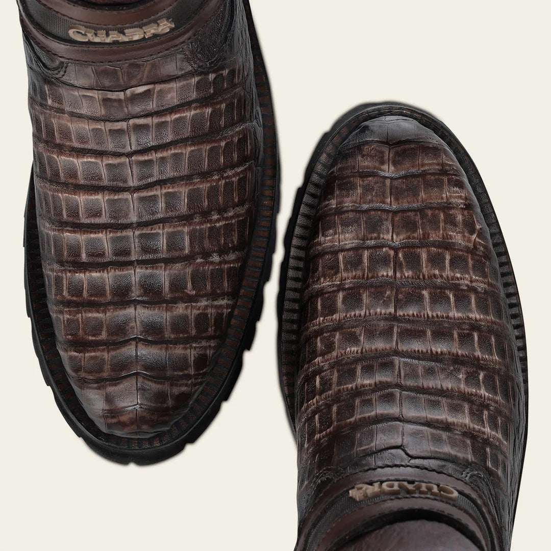 4D27FY - Cuadra brown dress casual caiman leather zip ankle boots for men