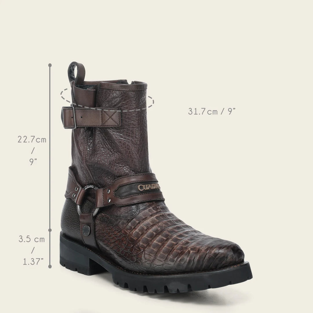 4D27FY - Cuadra brown dress casual caiman leather zip ankle boots for men