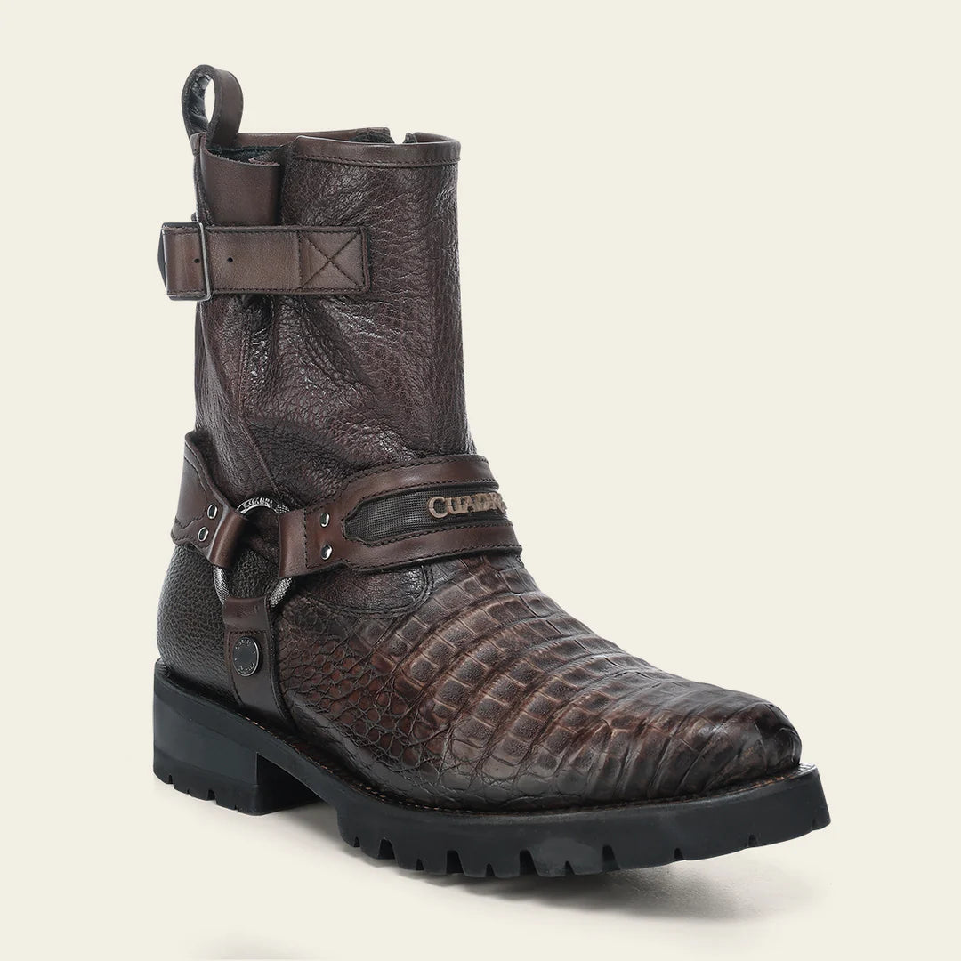4D27FY - Cuadra brown dress casual caiman leather zip ankle boots for men