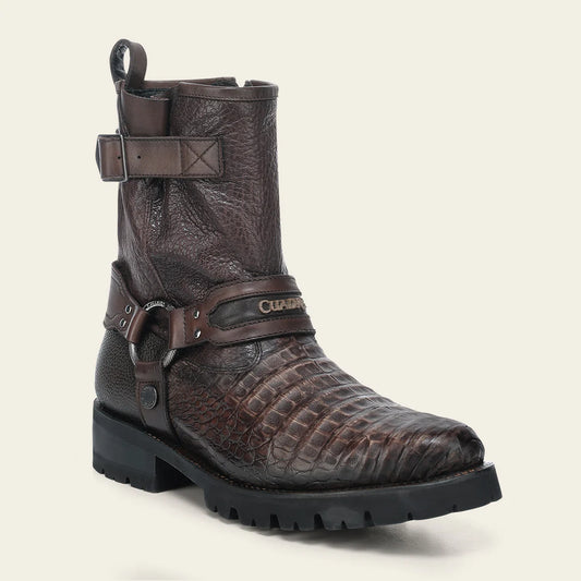 4D27FY - Cuadra brown dress casual caiman leather zip ankle boots for men