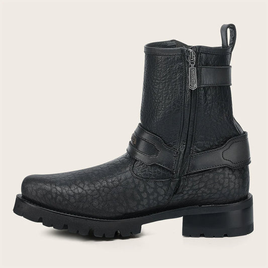 4D27TC - Cuadra black dress casual bull neck leather zip ankle boots for men