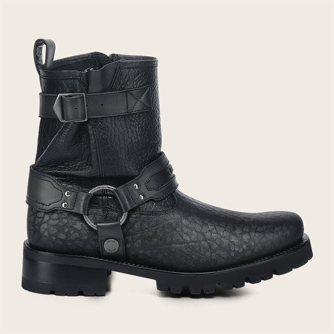 4D27TC - Cuadra black dress casual bull neck leather zip ankle boots for men