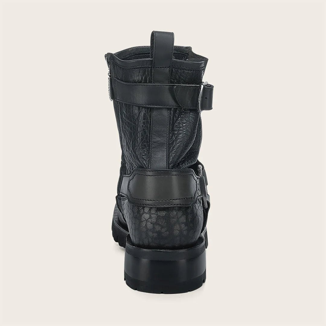 4D27TC - Cuadra black dress casual bull neck leather zip ankle boots for men