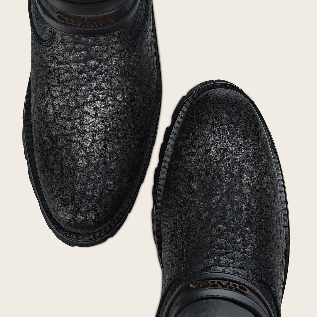 4D27TC - Cuadra black dress casual bull neck leather zip ankle boots for men