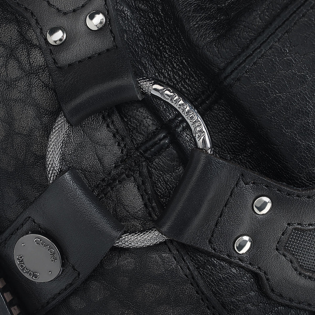 4D27TC - Cuadra black dress casual bull neck leather zip ankle boots for men