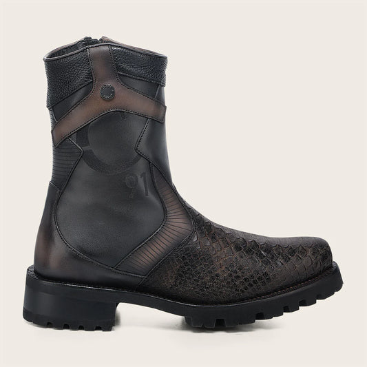4D28PH - Cuadra black dress casual python skin zip ankle boots for men