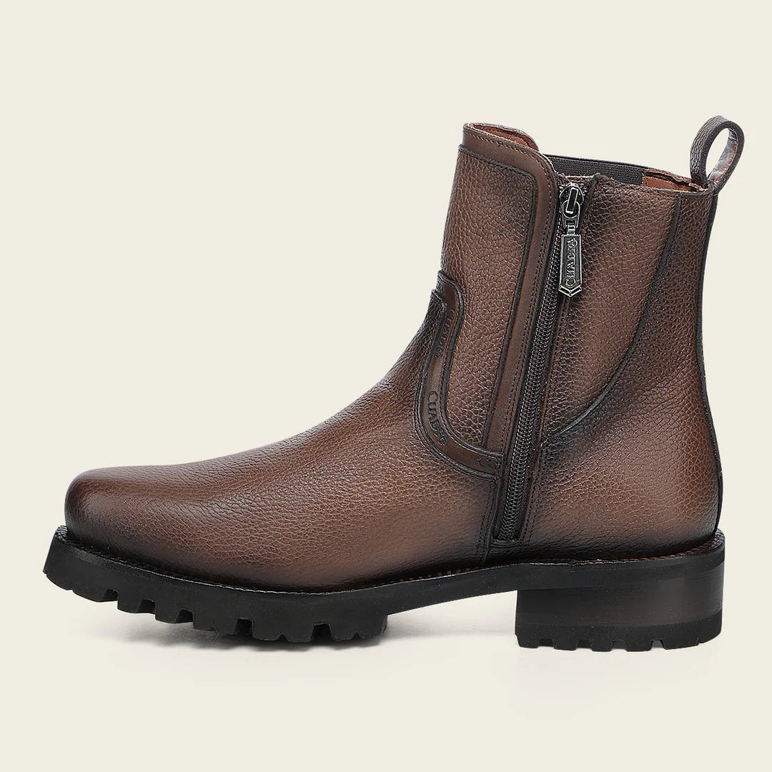 4D30RS - Cuadra honey dress casual deer leather zip ankle boots for men