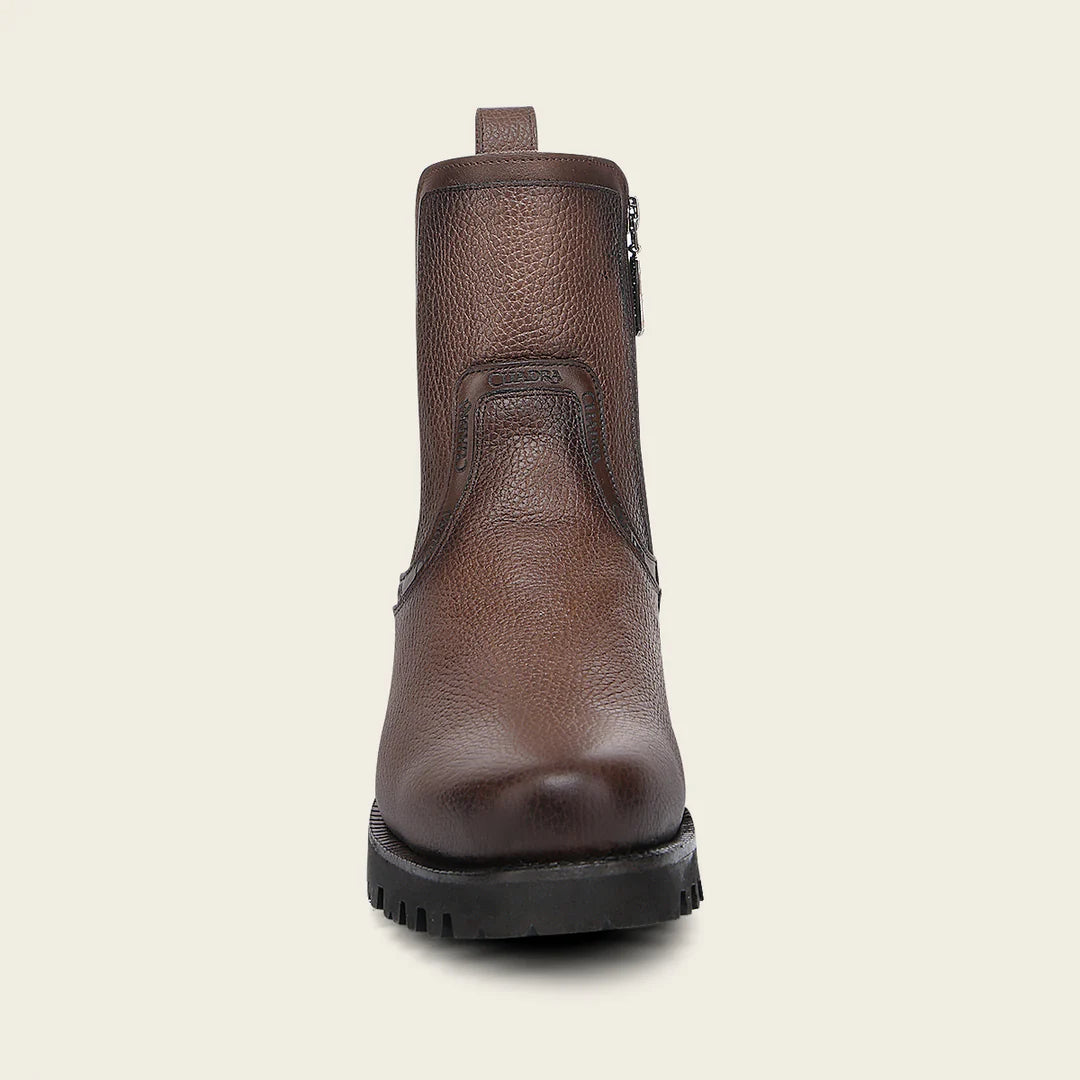 4D30RS - Cuadra honey dress casual deer leather zip ankle boots for men